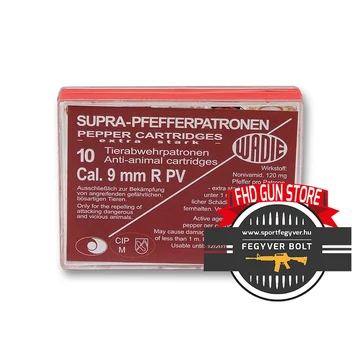 Wadie 9mm PA PV-Supra Pepper gáztöltény 120mg (félautómata pisztolyba) Wadie 9mm PA PV-Supra Pepper gáztöltény 120mg (félautómata pisztolyba)